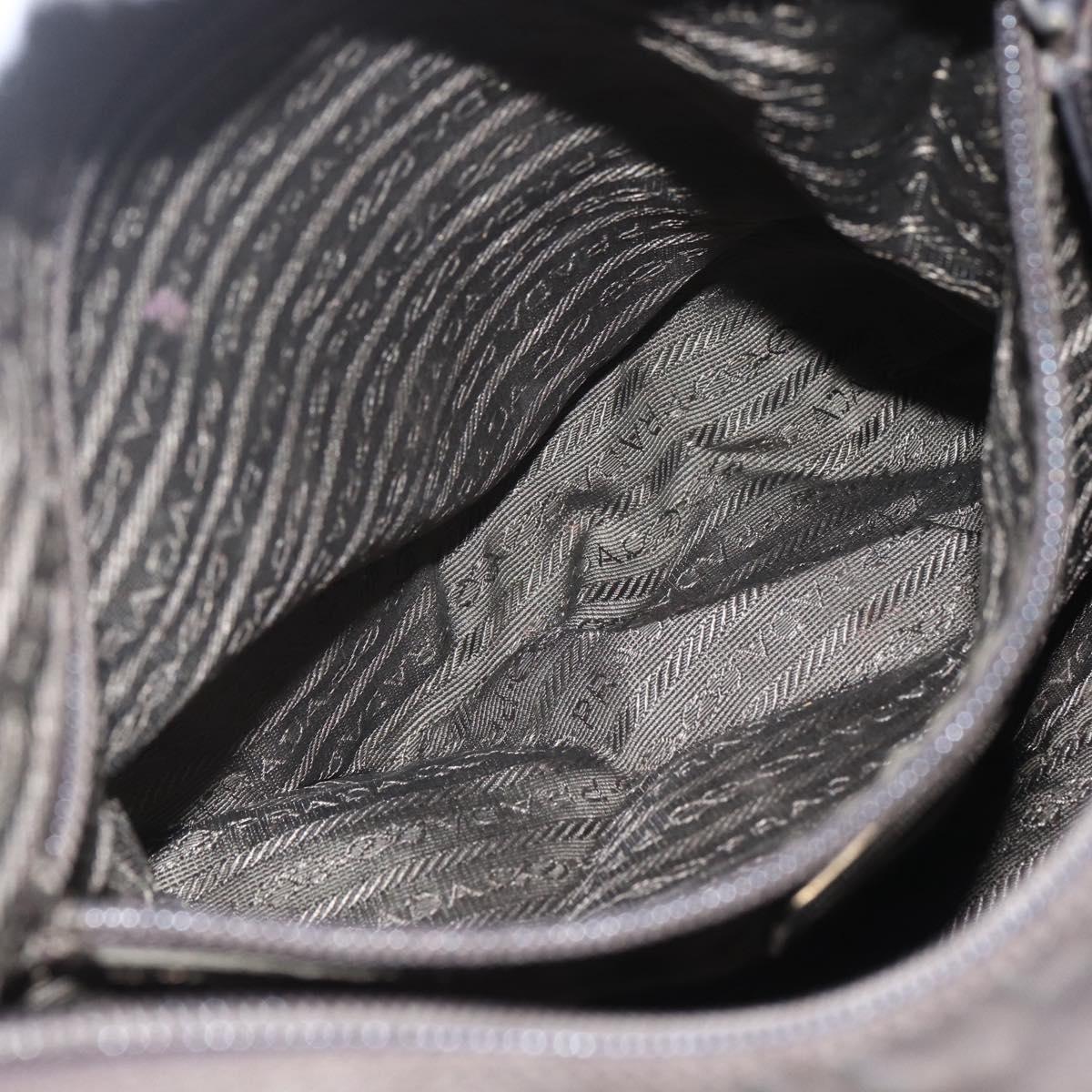 PRADA Shoulder Bag Nylon Brown Silver Auth bs32713