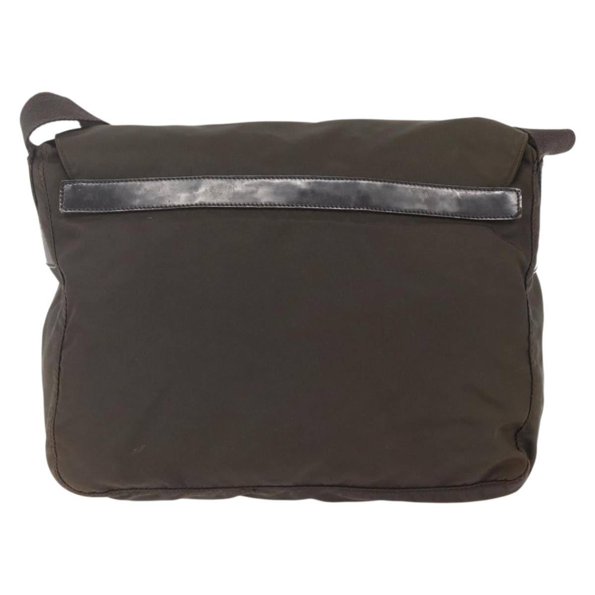 PRADA Shoulder Bag Nylon Brown Silver Auth bs32713