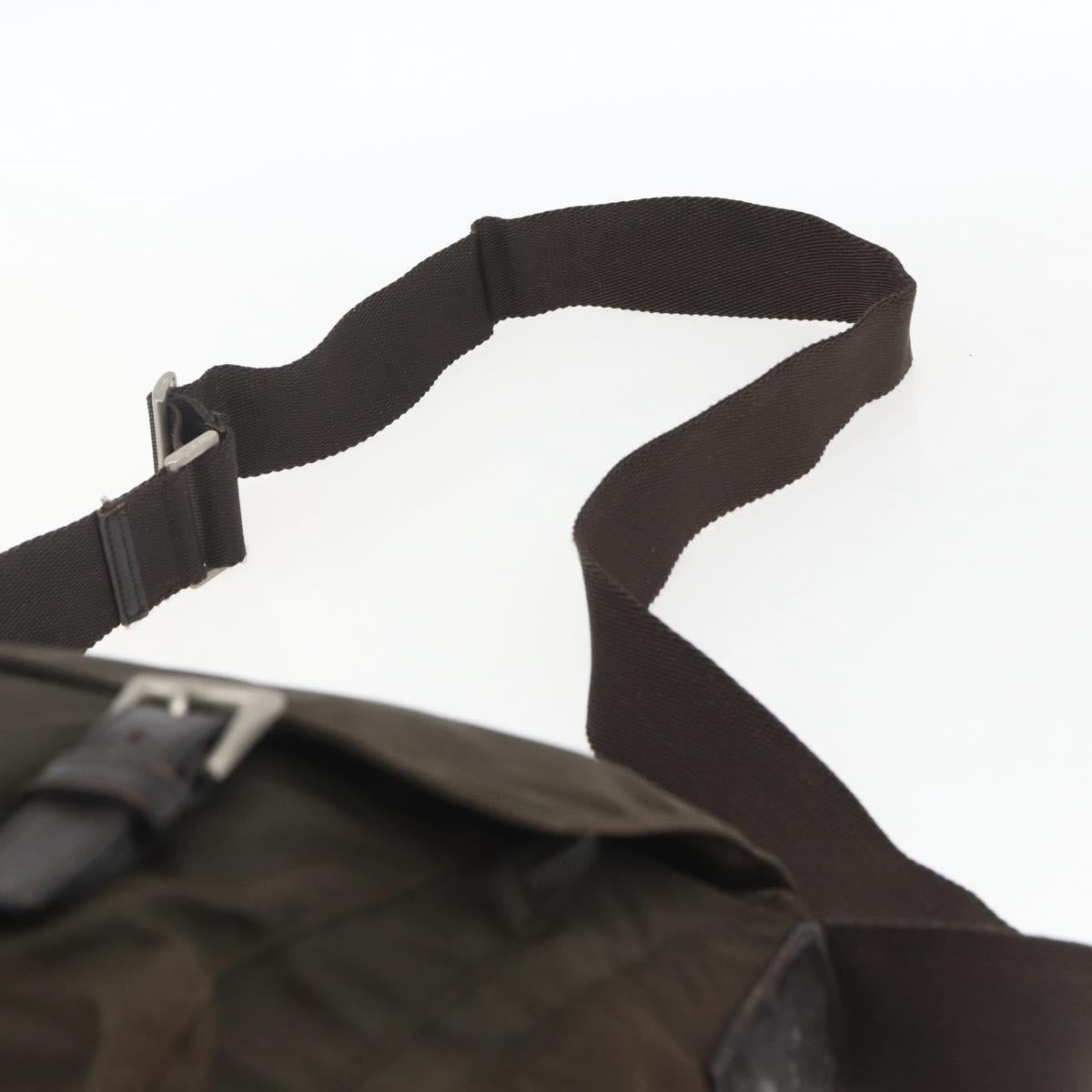 PRADA Shoulder Bag Nylon Brown Silver Auth bs32713