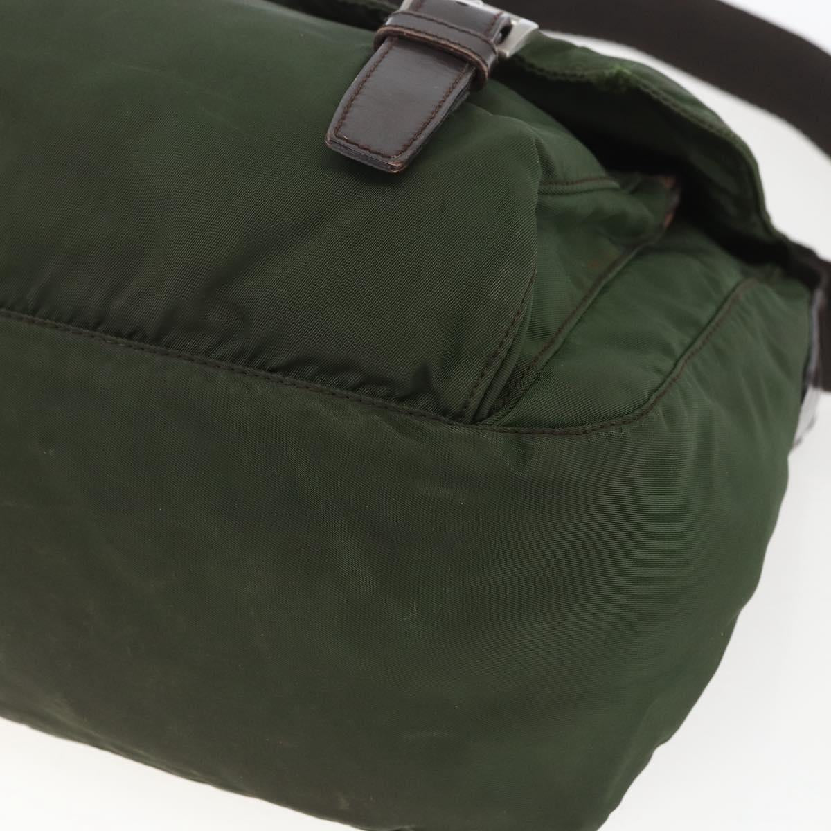 PRADA Shoulder Bag Nylon Green Silver Auth bs32714