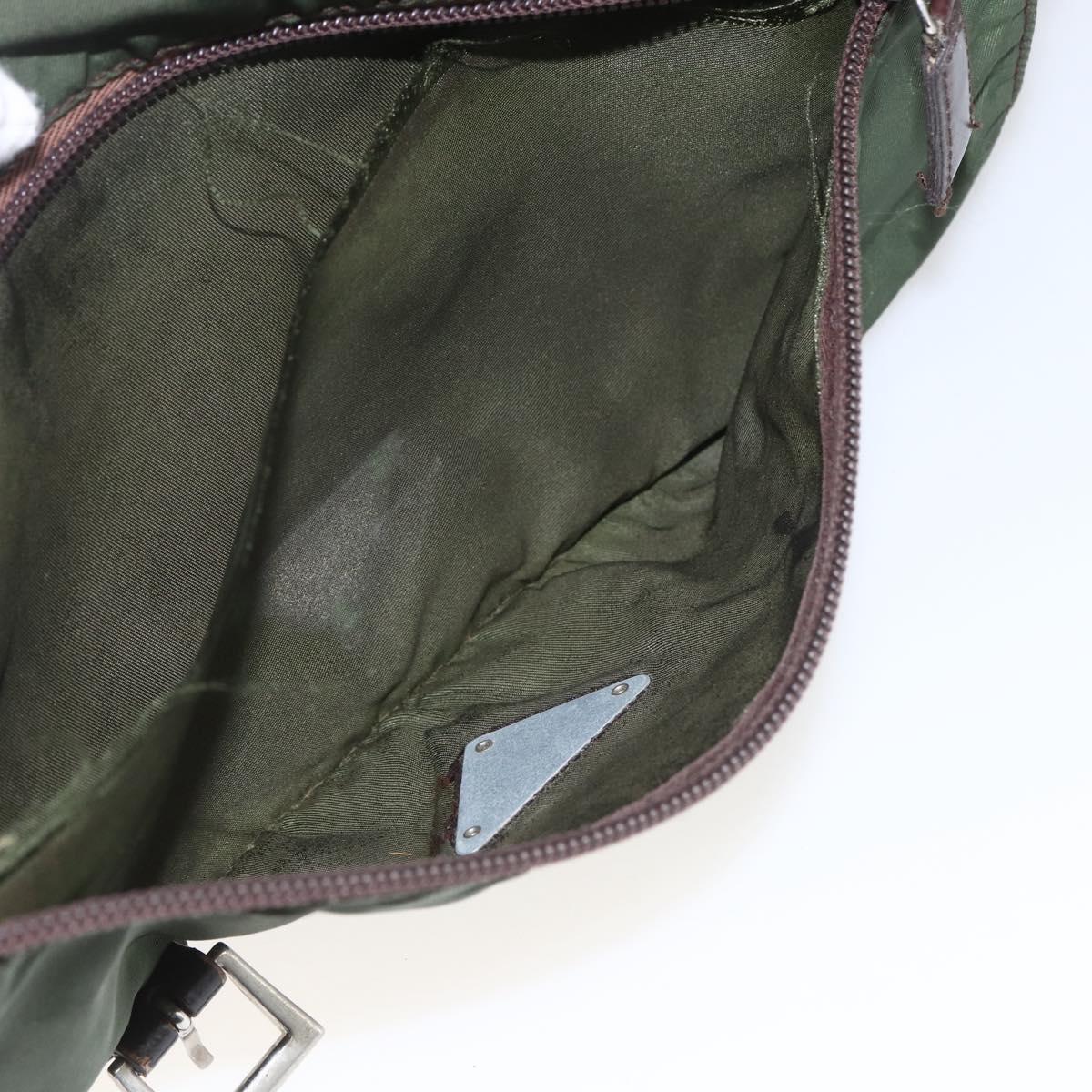 PRADA Shoulder Bag Nylon Green Silver Auth bs32714