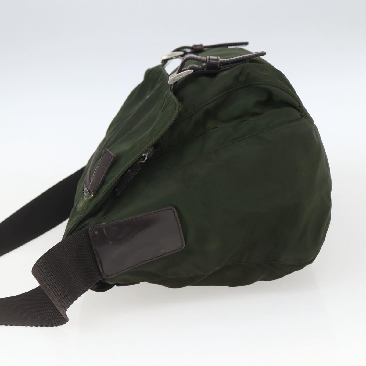 PRADA Shoulder Bag Nylon Green Silver Auth bs32714