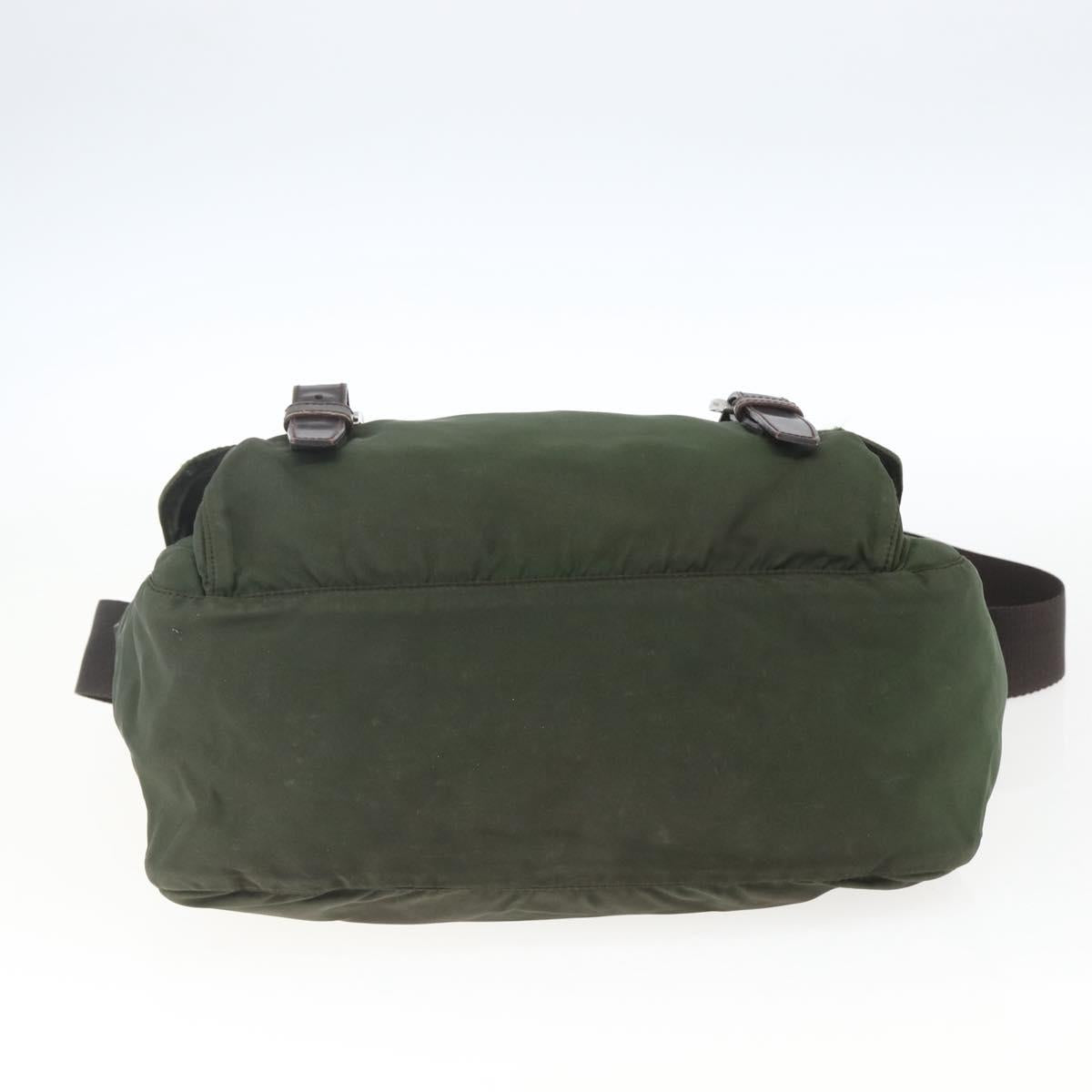 PRADA Shoulder Bag Nylon Green Silver Auth bs32714