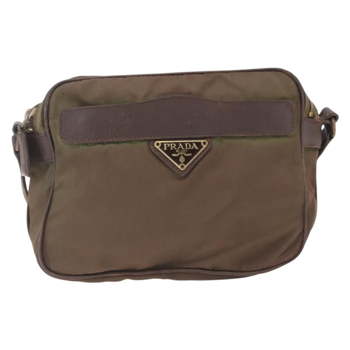 PRADA Shoulder Bag Nylon Brown Auth bs32715
