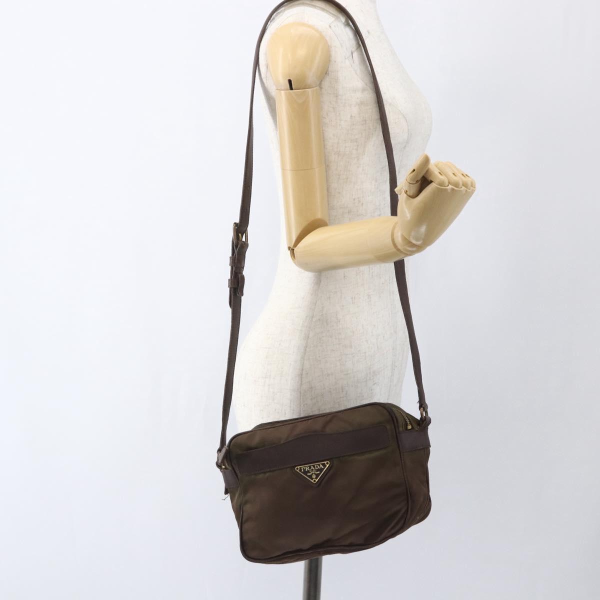 PRADA Shoulder Bag Nylon Brown Auth bs32715
