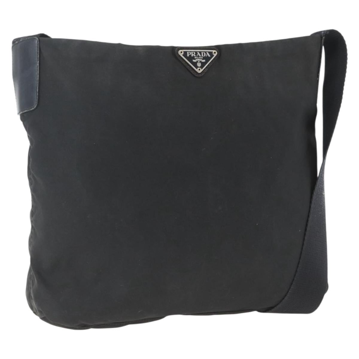 PRADA Shoulder Bag Nylon Black Silver Auth bs32716