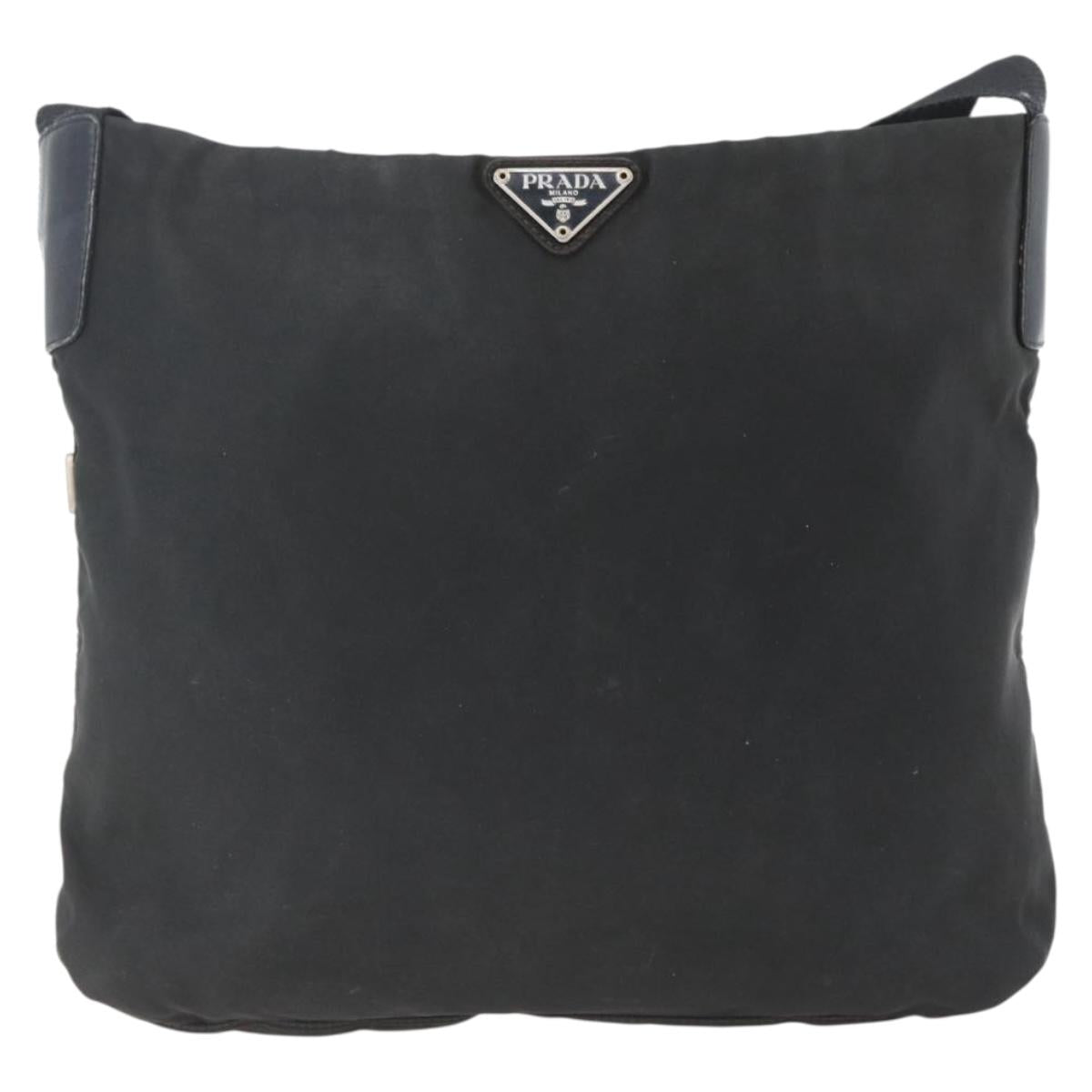 PRADA Shoulder Bag Nylon Black Silver Auth bs32716