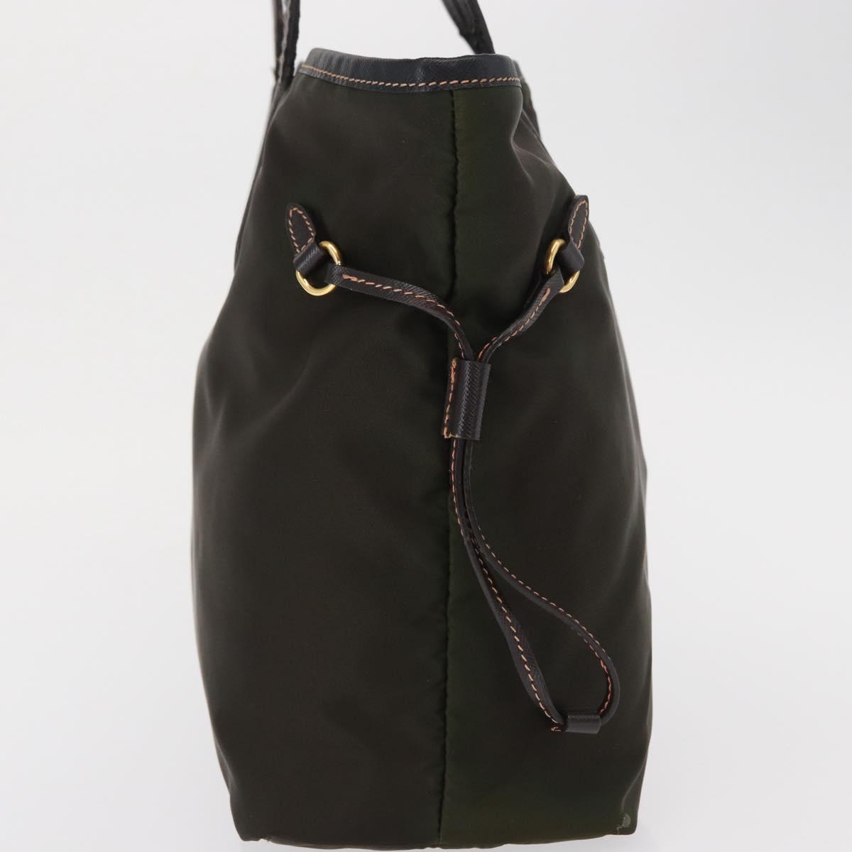 PRADA Tote Bag Nylon Green Gold Auth bs32718