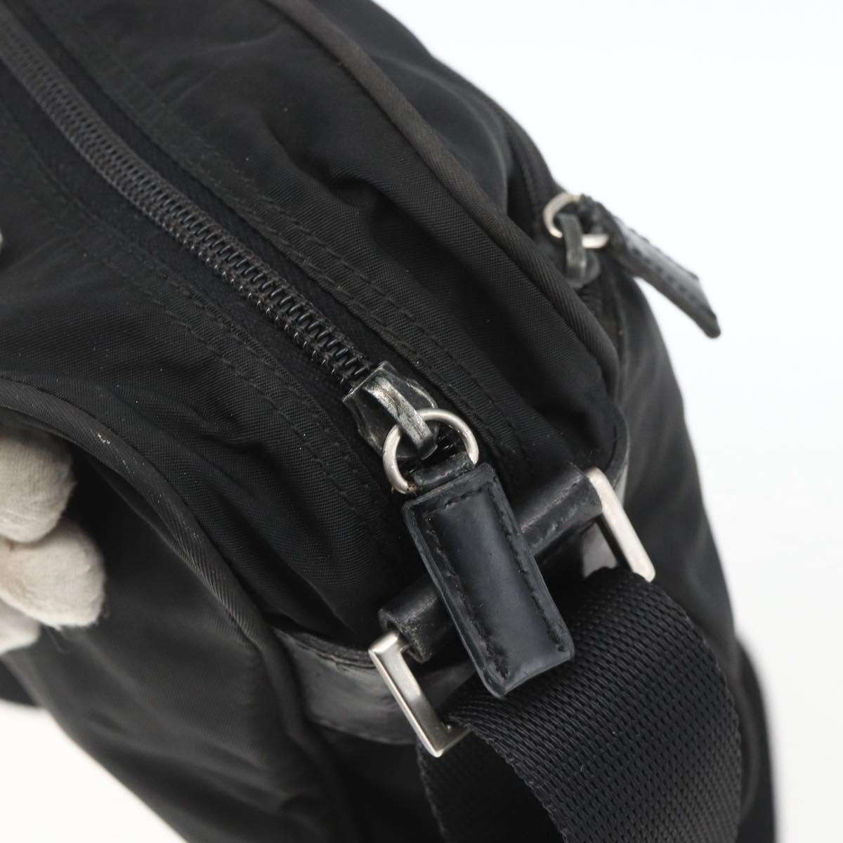 PRADA Shoulder Bag Nylon Black Silver Auth bs32720