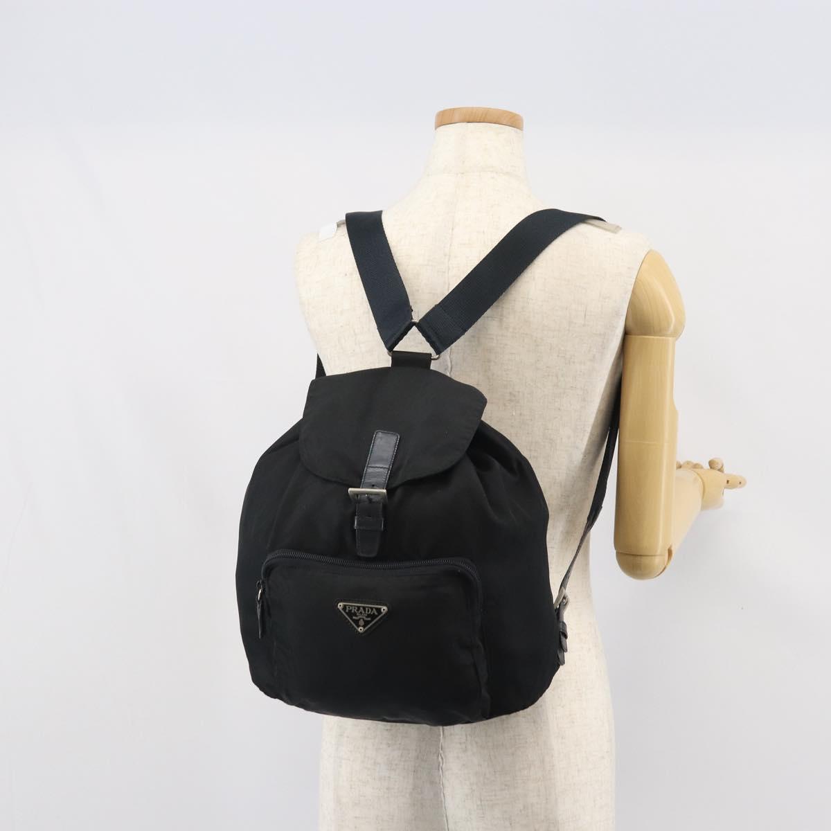 PRADA Backpack Nylon Black Silver Auth bs32721