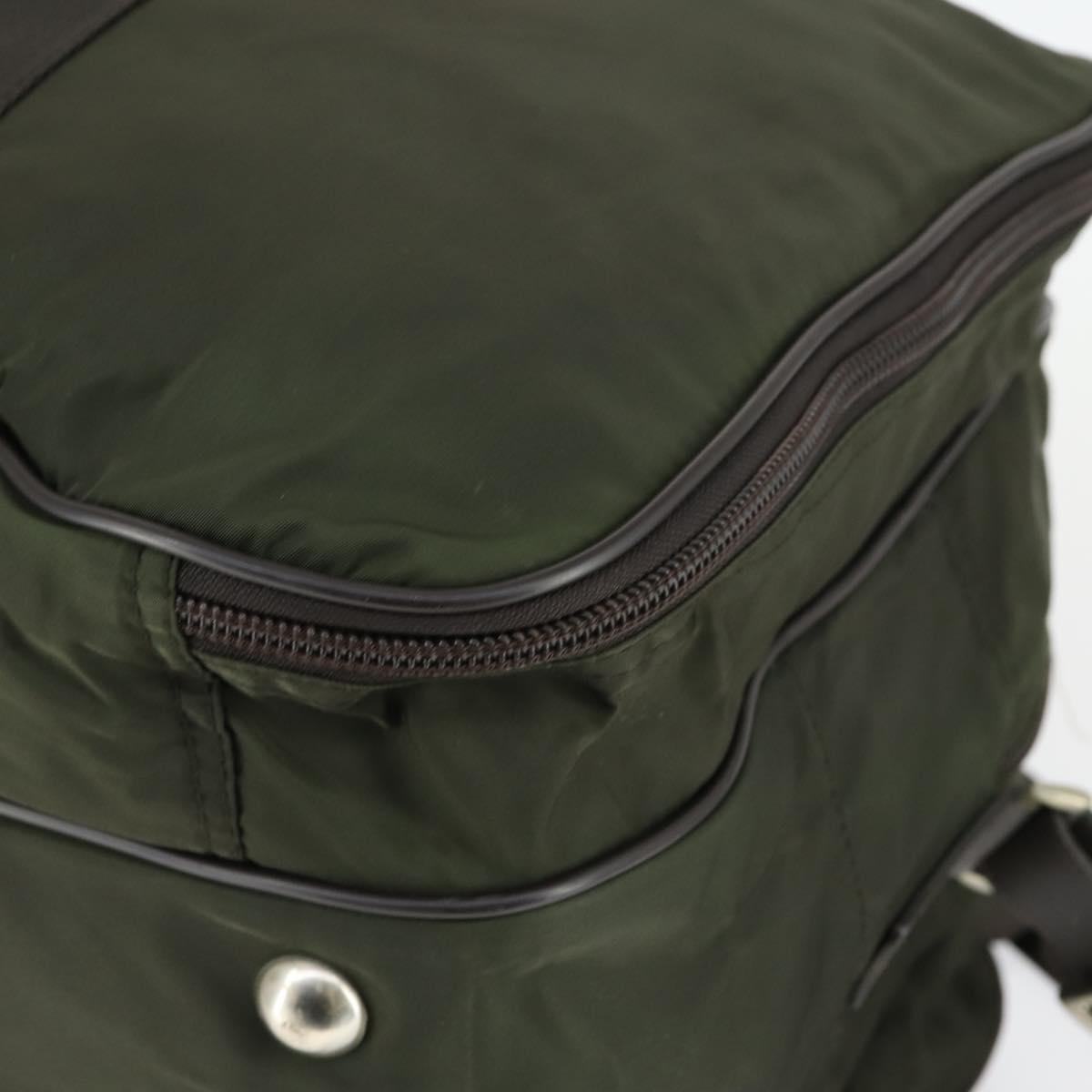 PRADA Boston Bag Nylon Green Silver Auth bs32723
