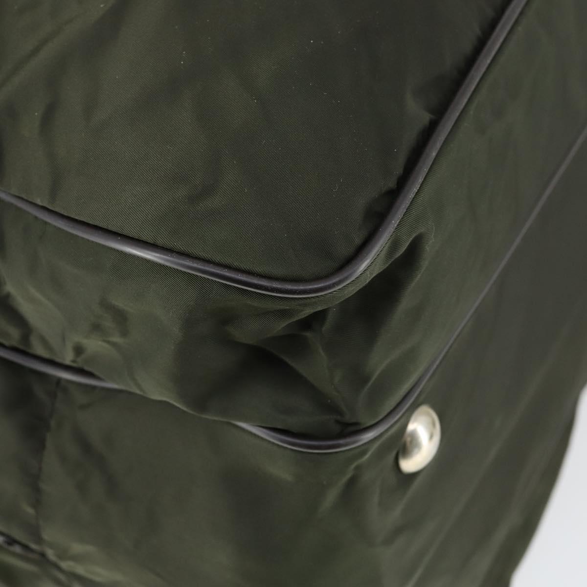 PRADA Boston Bag Nylon Green Silver Auth bs32723
