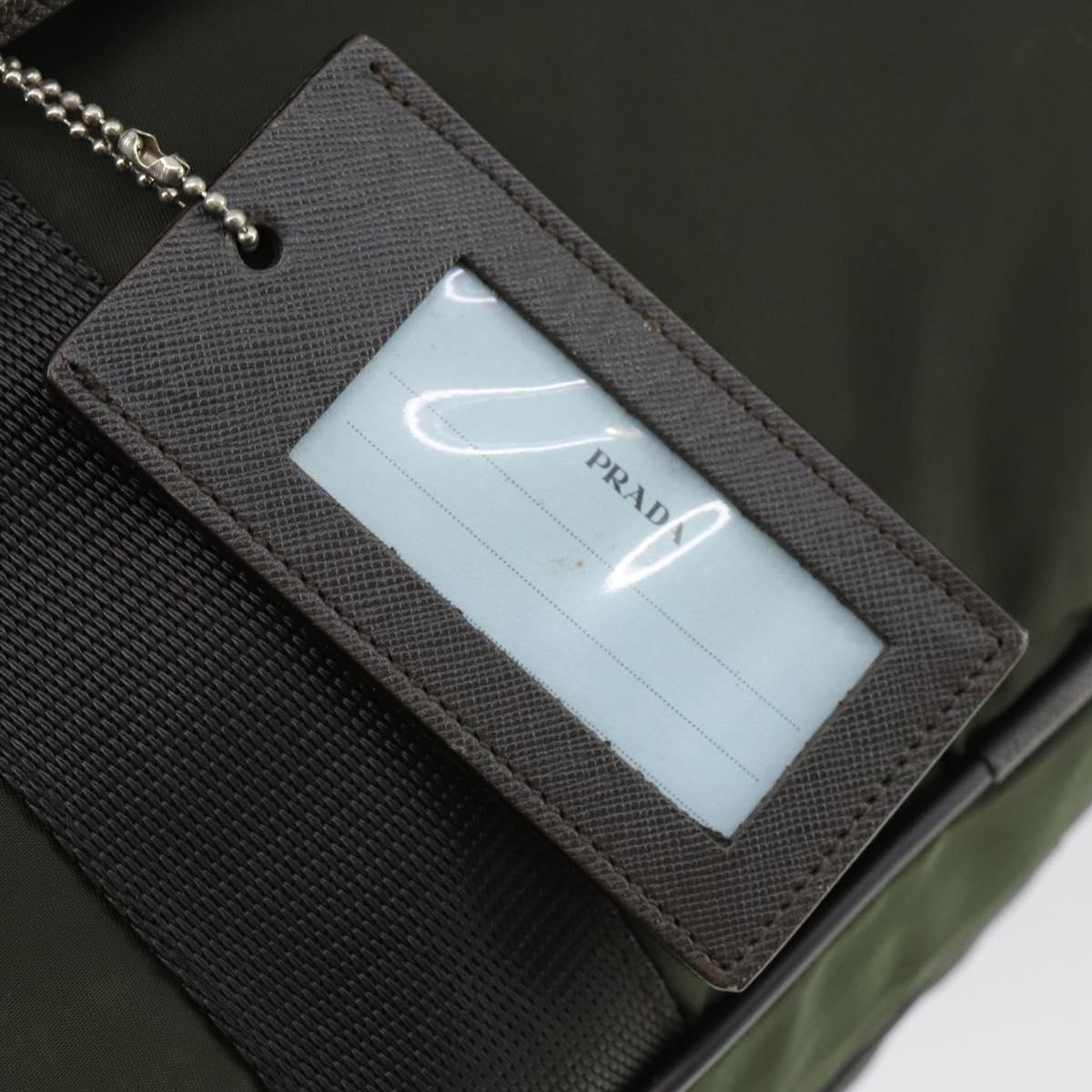 PRADA Boston Bag Nylon Green Silver Auth bs32723