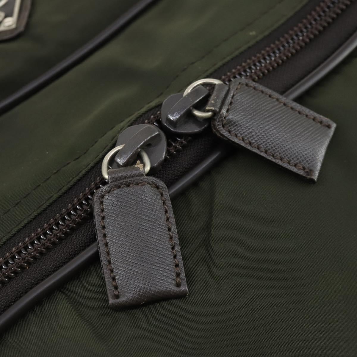 PRADA Boston Bag Nylon Green Silver Auth bs32723