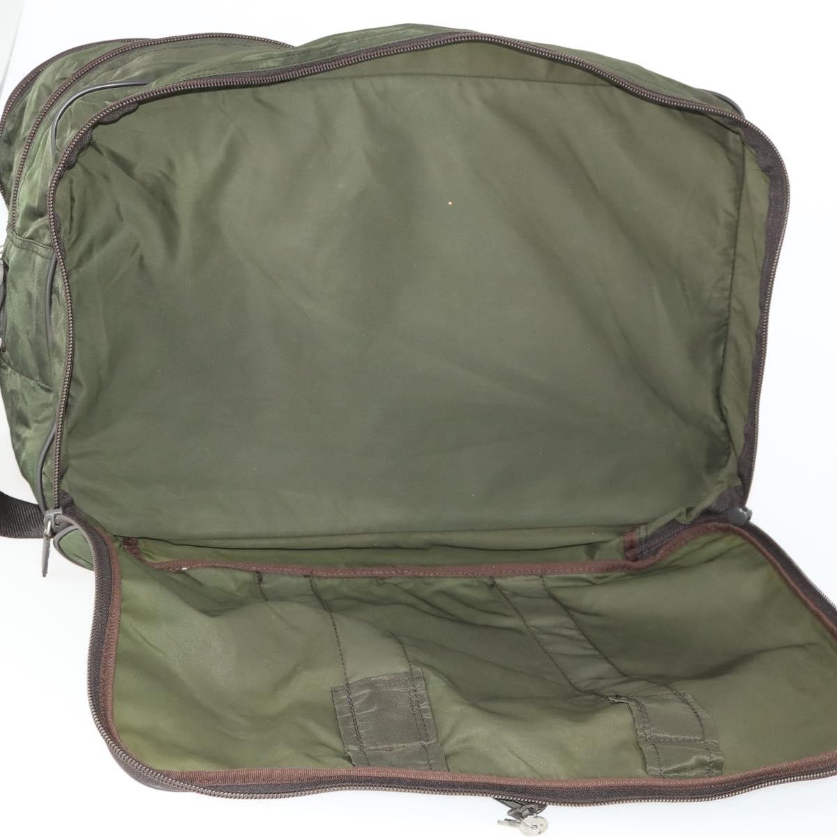 PRADA Boston Bag Nylon Green Silver Auth bs32723
