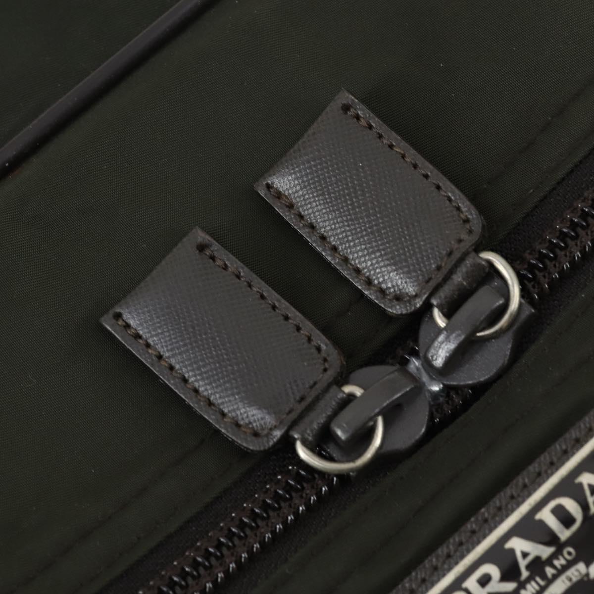 PRADA Boston Bag Nylon Green Silver Auth bs32723