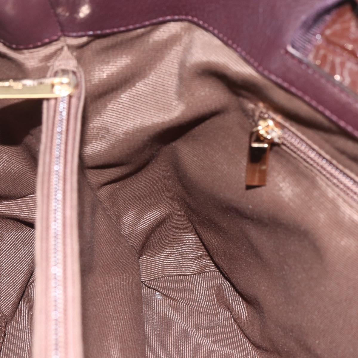 Salvatore Ferragamo Hand Bag Patent leather Brown Gold Auth bs32731