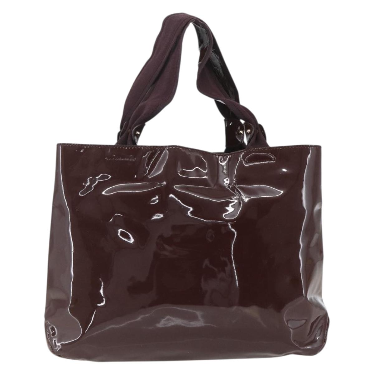 Salvatore Ferragamo Hand Bag Patent leather Brown Gold Auth bs32731