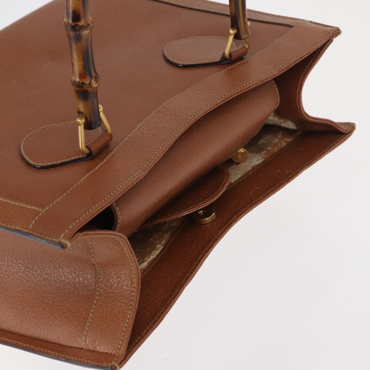 GUCCI Bamboo Hand Bag Leather Brown Gold 002 0260 2615 Auth bs32733