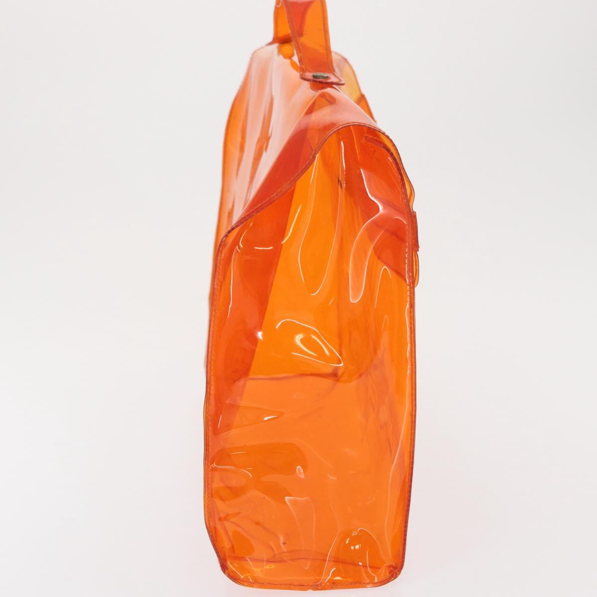 HERMES Vinyl Kelly Hand Bag Vinyl Orange Auth bs32736