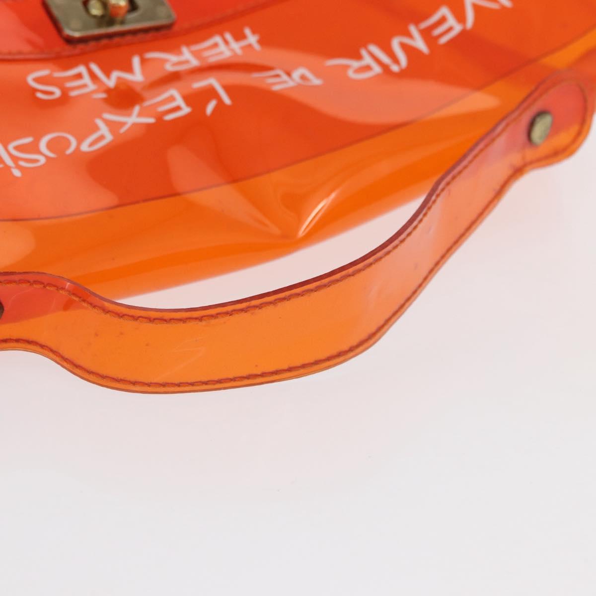 HERMES Vinyl Kelly Hand Bag Vinyl Orange Auth bs32736