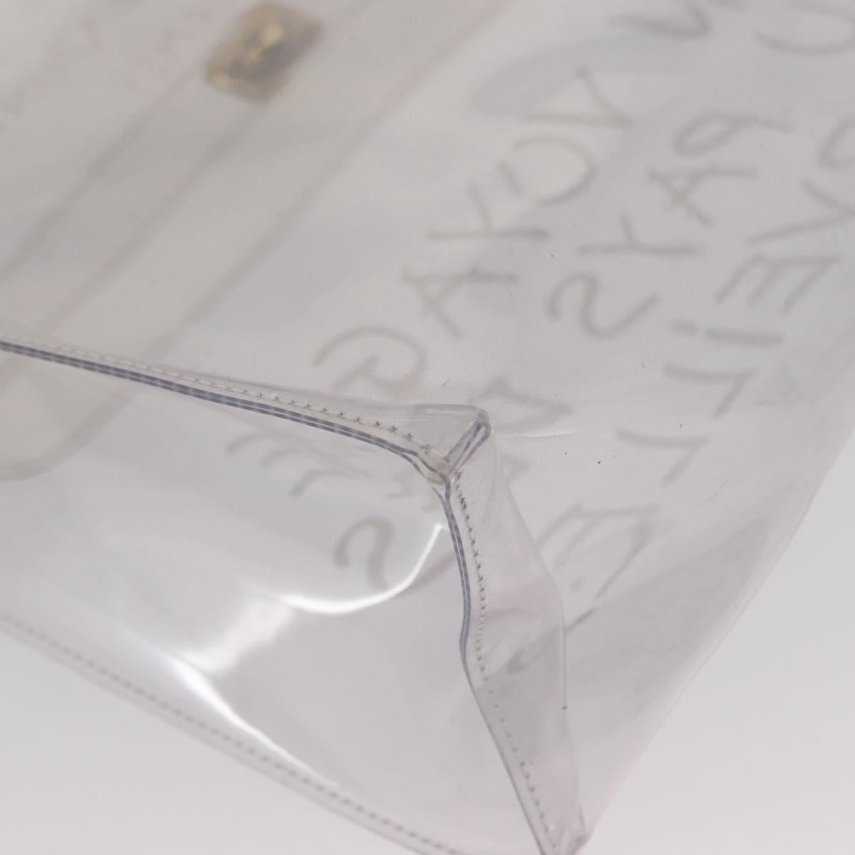 HERMES Vinyl Kelly Hand Bag Vinyl Clear Auth bs32737