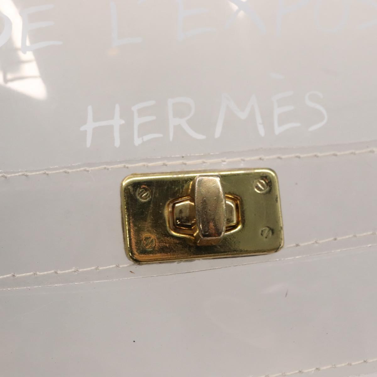 HERMES Vinyl Kelly Hand Bag Vinyl Clear Auth bs32737