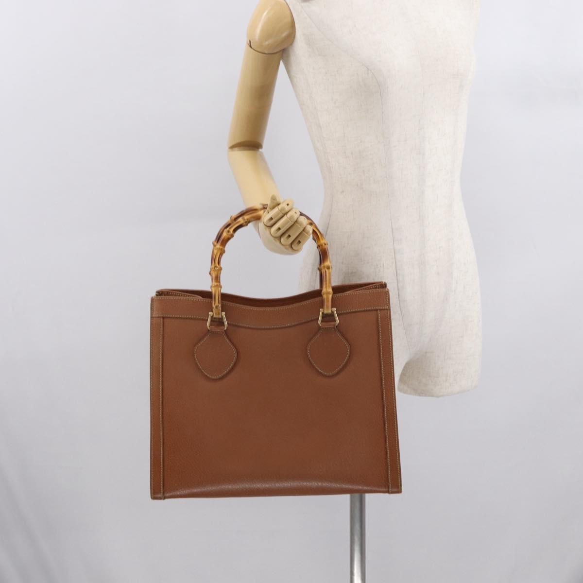 GUCCI Bamboo Tote Bag Leather Brown Gold 002 2853 0260 0 Auth bs32738