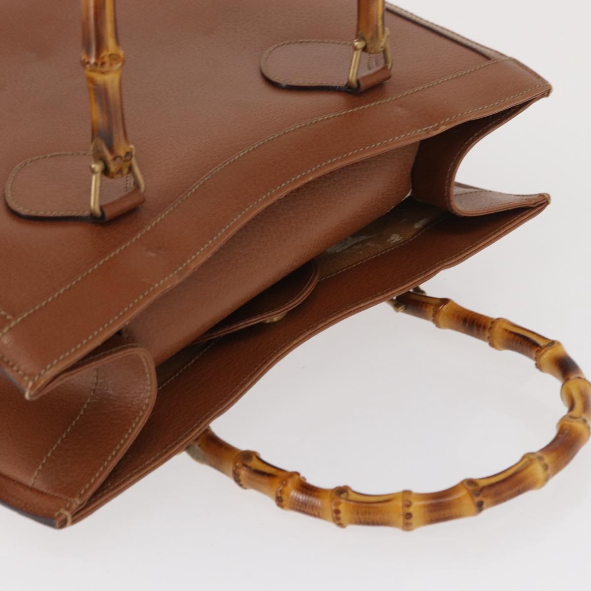 GUCCI Bamboo Tote Bag Leather Brown Gold 002 2853 0260 0 Auth bs32738