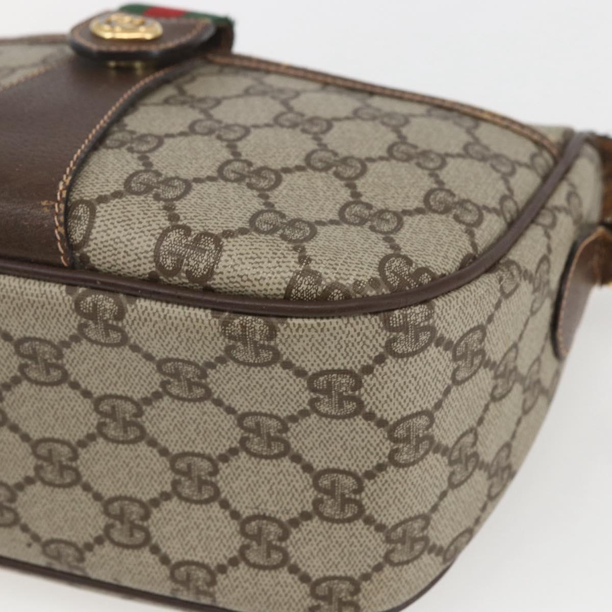 GUCCI GG Supreme Web Sherry Line Bag PVC Beige Gold 89 02 032 Auth bs32739