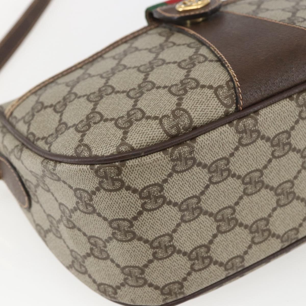 GUCCI GG Supreme Web Sherry Line Bag PVC Beige Gold 89 02 032 Auth bs32739