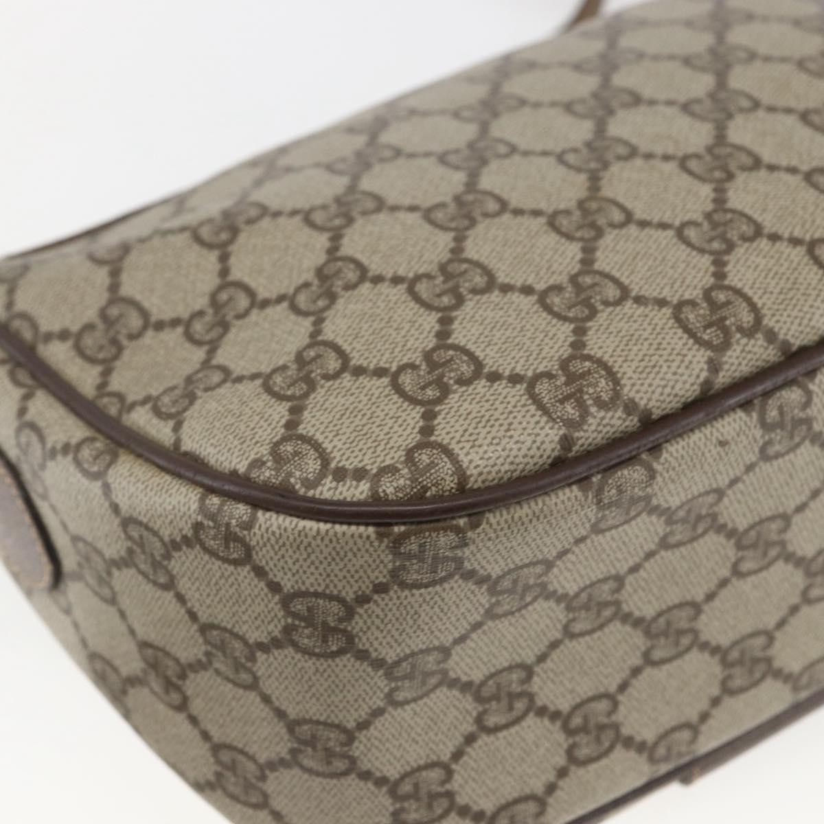 GUCCI GG Supreme Web Sherry Line Bag PVC Beige Gold 89 02 032 Auth bs32739