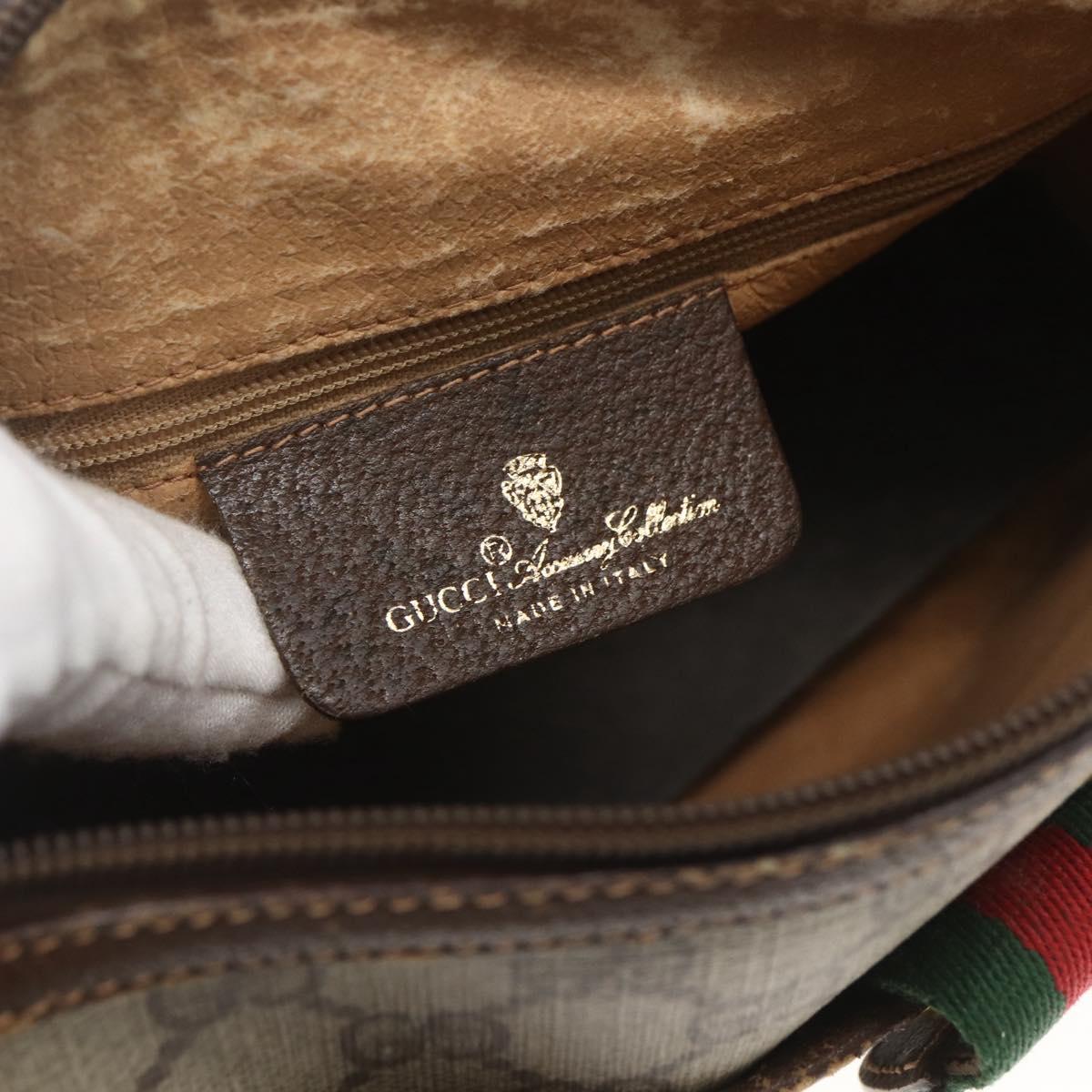 GUCCI GG Supreme Web Sherry Line Bag PVC Beige Gold 89 02 032 Auth bs32739