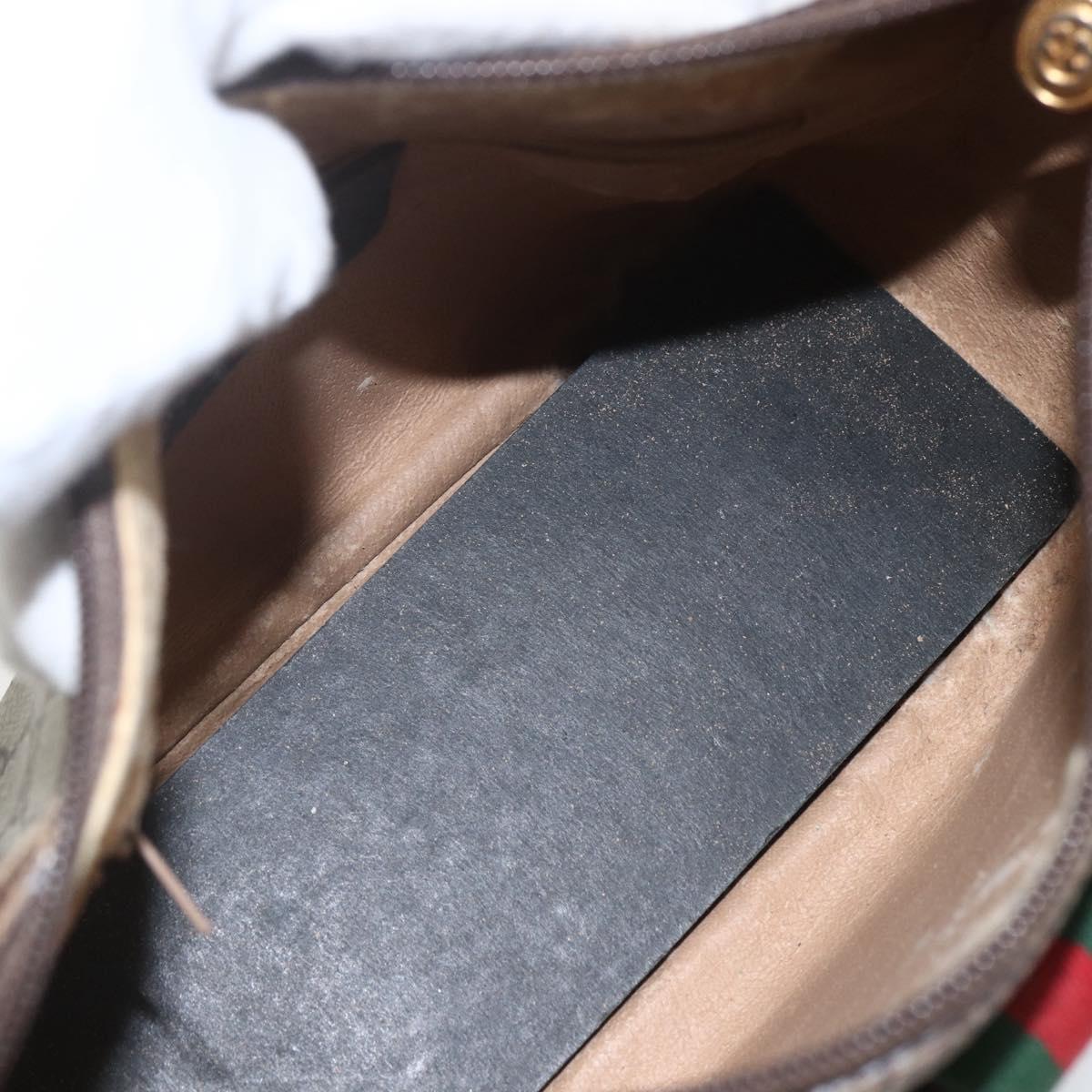 GUCCI GG Supreme Web Sherry Line Bag PVC Beige Gold 89 02 032 Auth bs32739