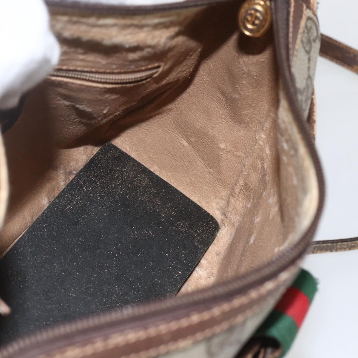 GUCCI GG Supreme Web Sherry Line Bag PVC Beige Gold 89 02 032 Auth bs32739