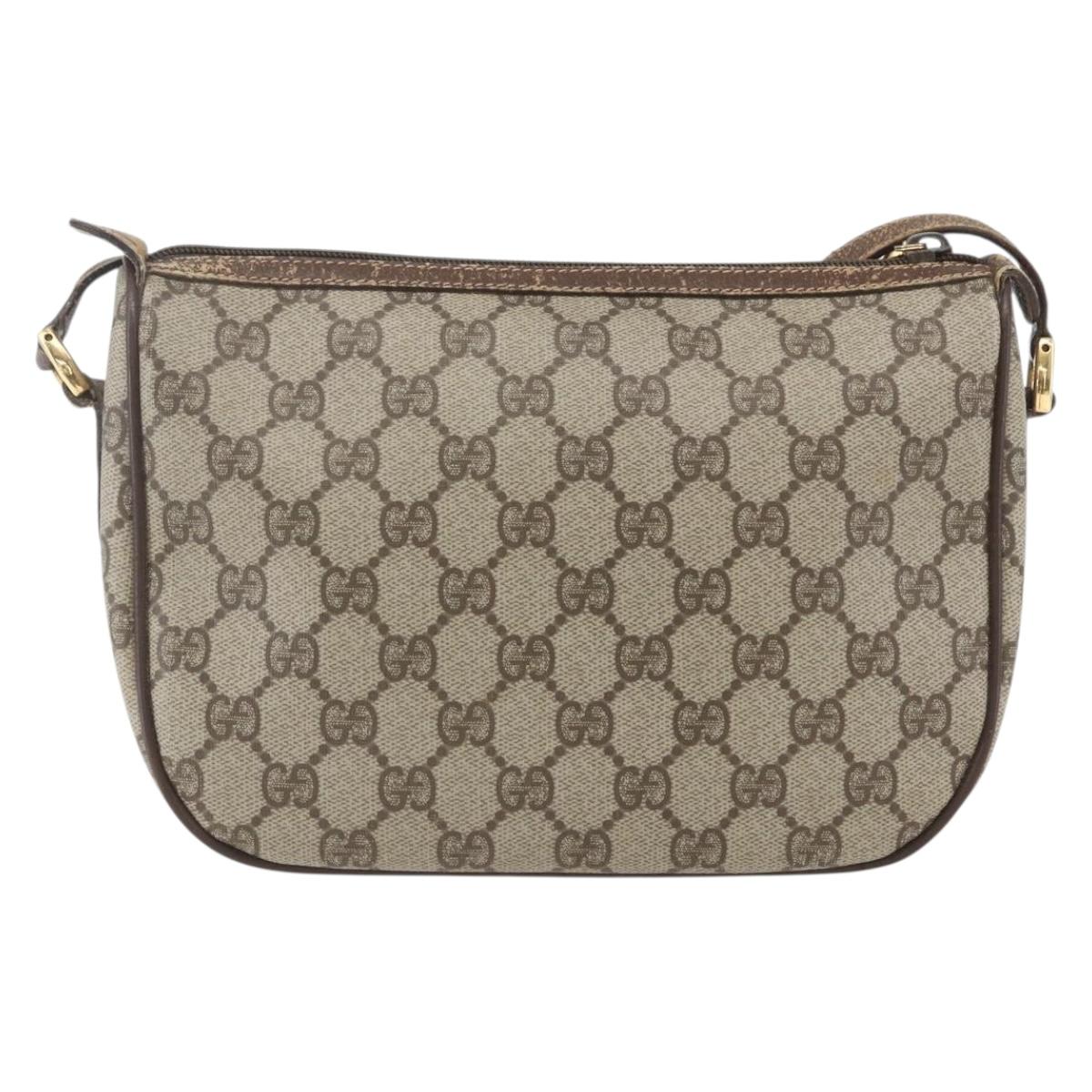 GUCCI GG Supreme Web Sherry Line Bag PVC Beige Gold 89 02 032 Auth bs32739