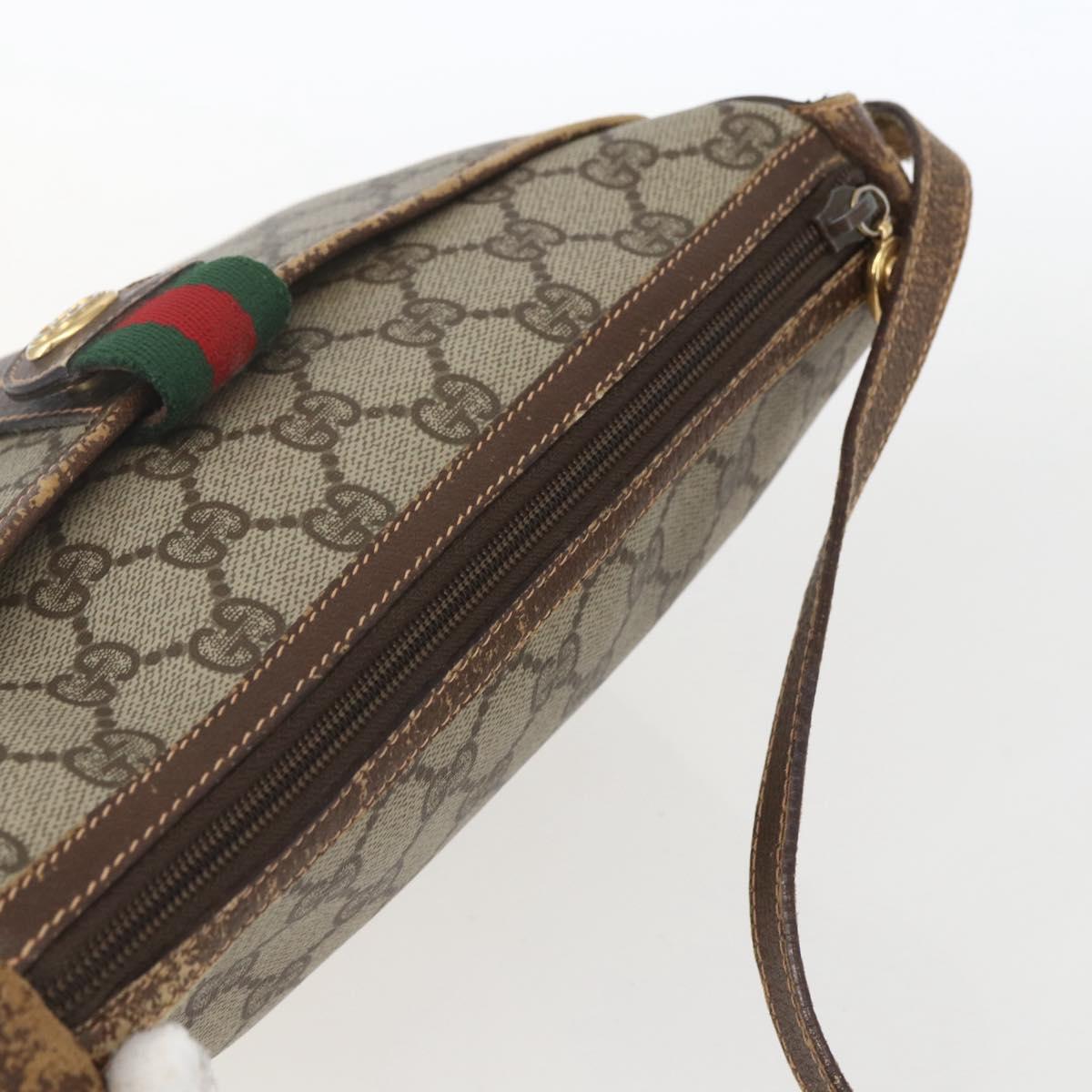 GUCCI GG Supreme Web Sherry Line Bag PVC Beige Gold 89 02 032 Auth bs32739