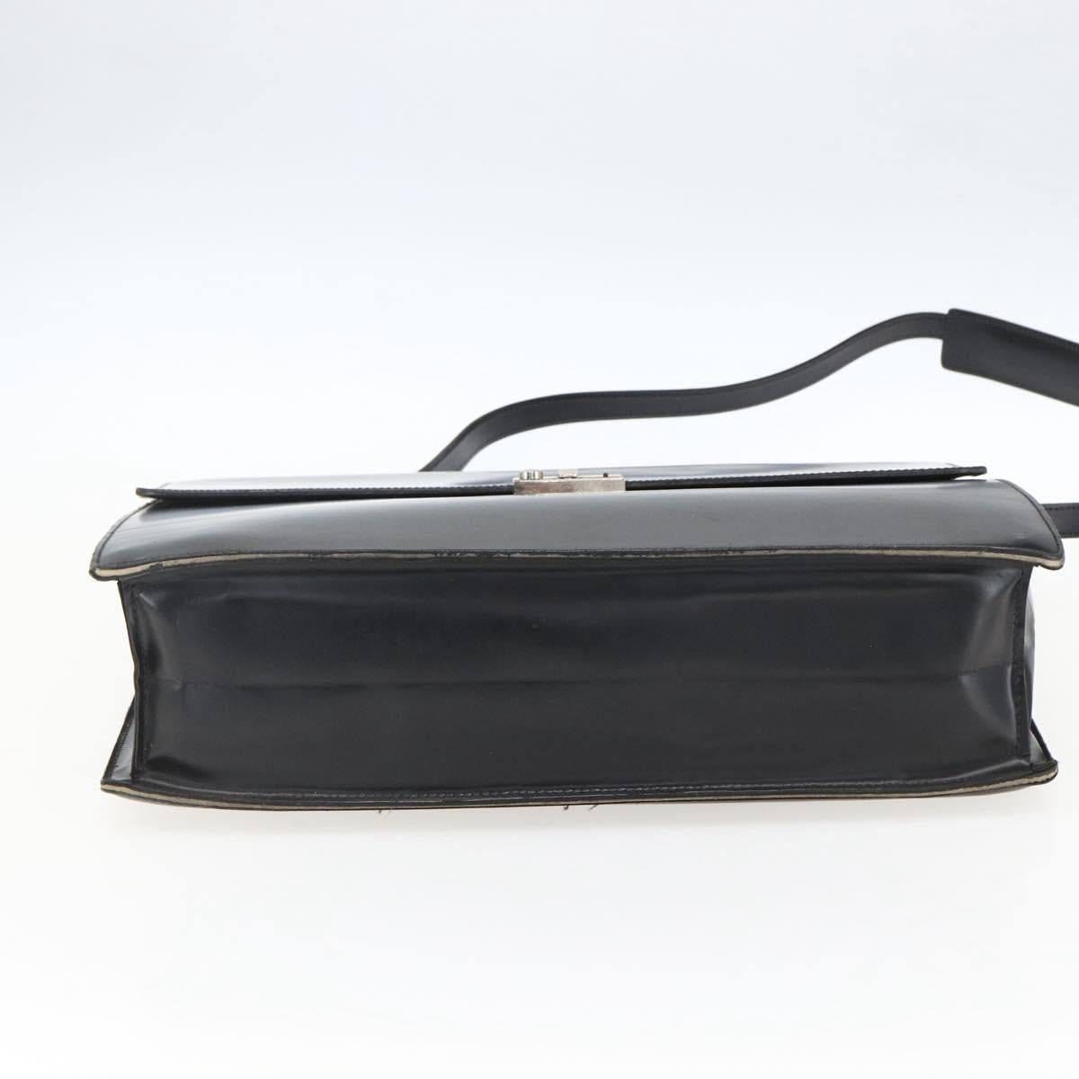 Salvatore Ferragamo Business Bag Leather Black Silver Auth bs32765
