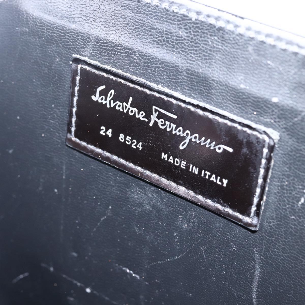 Salvatore Ferragamo Business Bag Leather Black Silver Auth bs32765