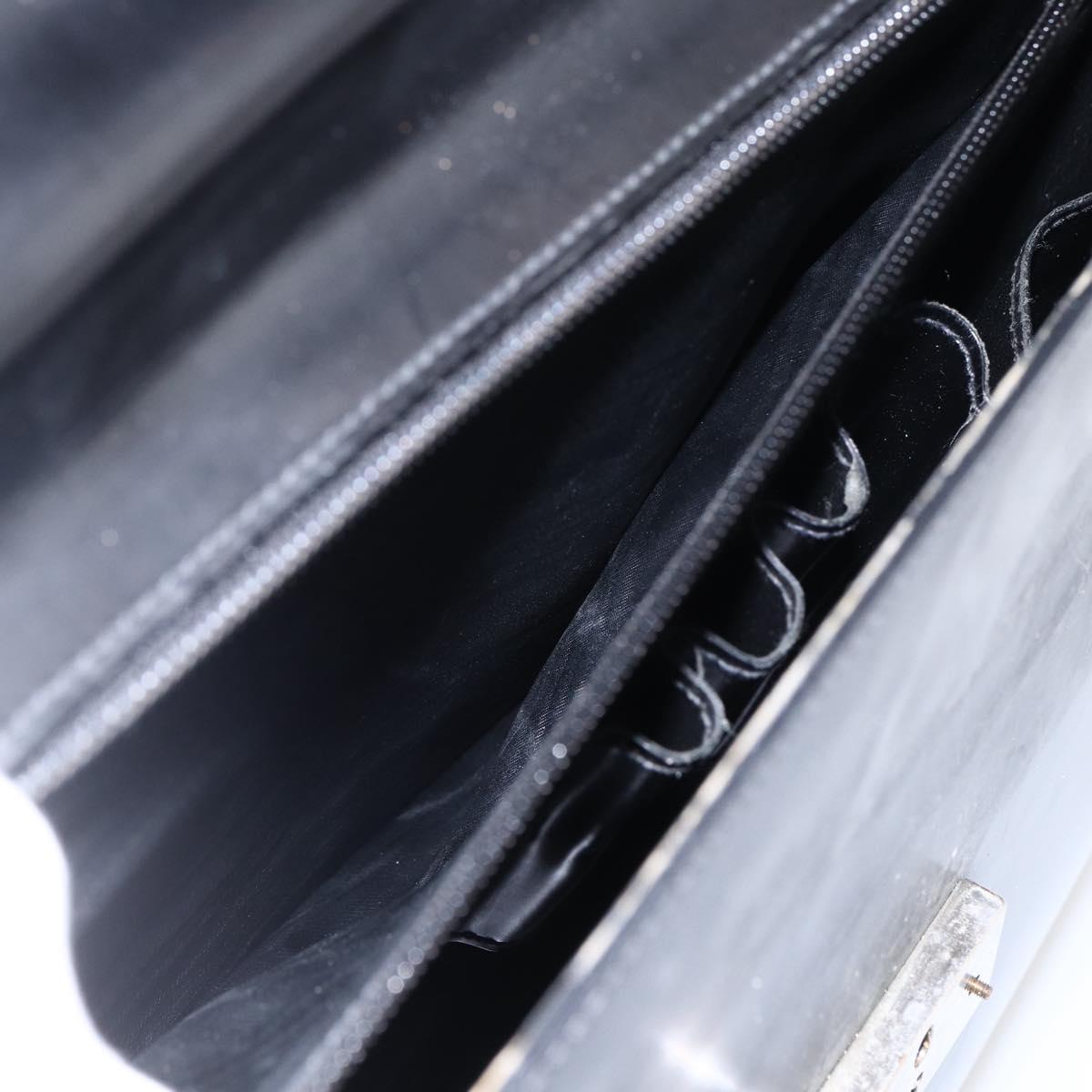 Salvatore Ferragamo Business Bag Leather Black Silver Auth bs32765