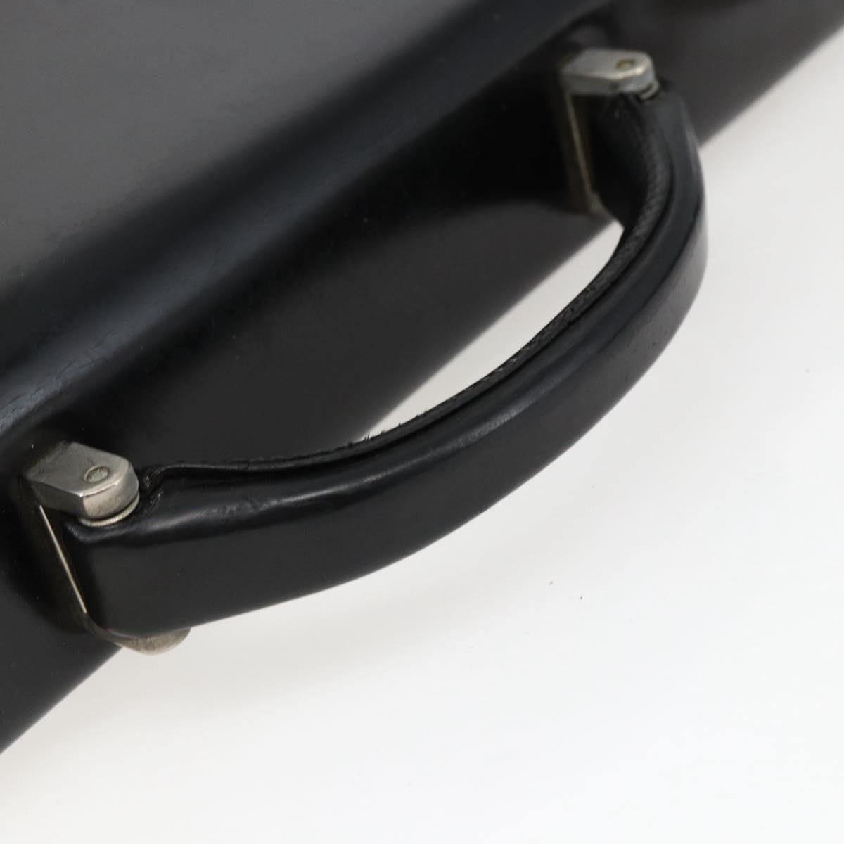 Salvatore Ferragamo Business Bag Leather Black Silver Auth bs32765