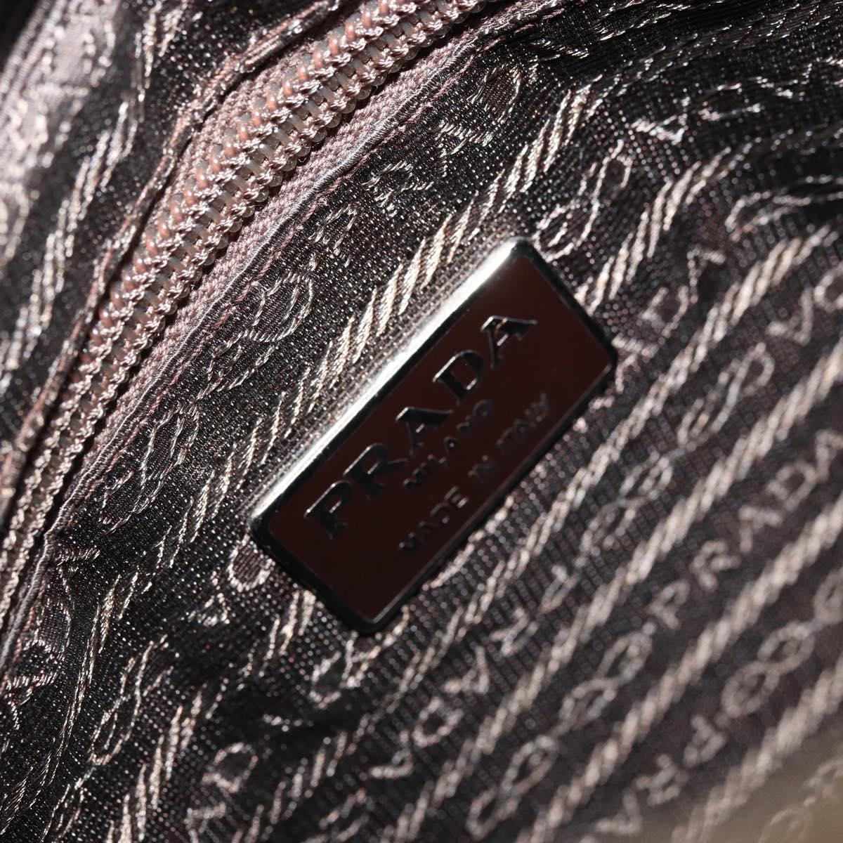 PRADA Hand Bag Nylon Beige Silver Auth bs32766