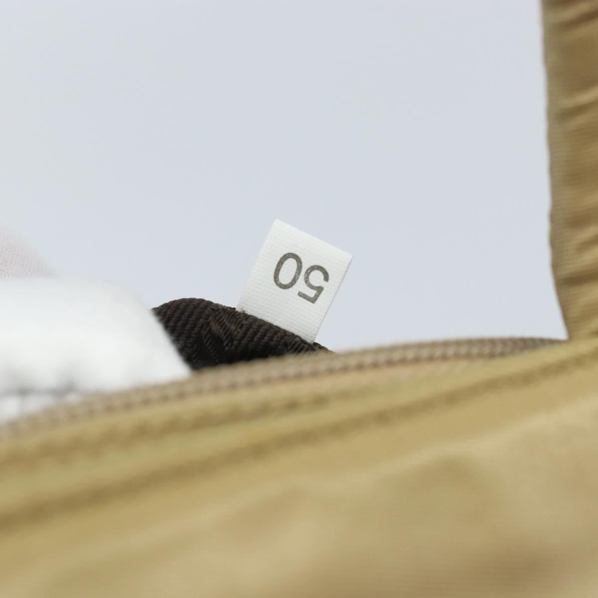 PRADA Hand Bag Nylon Beige Silver Auth bs32766