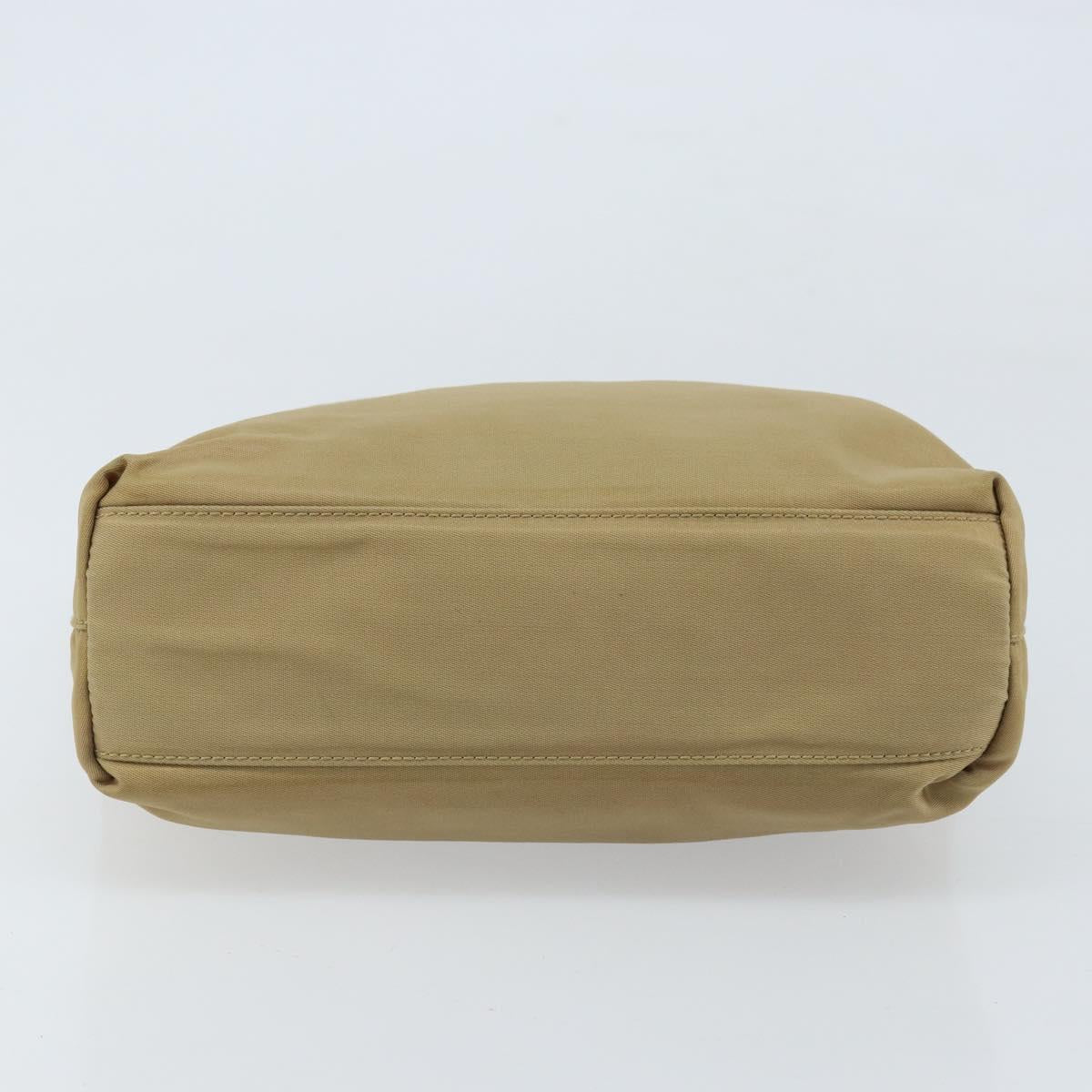 PRADA Hand Bag Nylon Beige Silver Auth bs32766