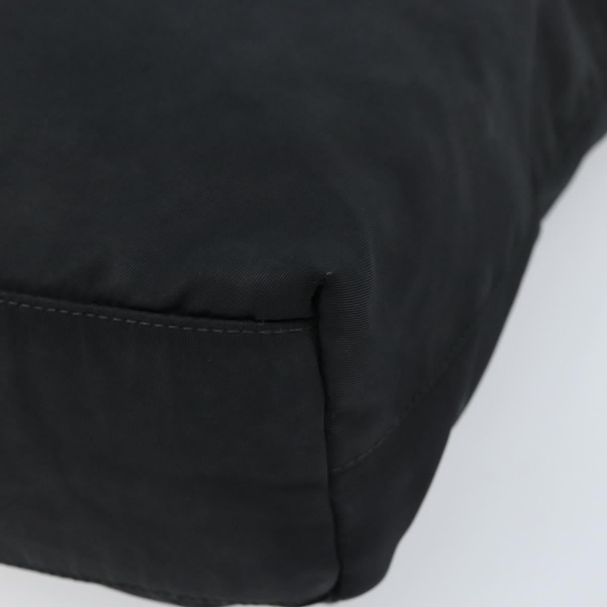 PRADA Tote Bag Nylon Black Silver Auth bs32768