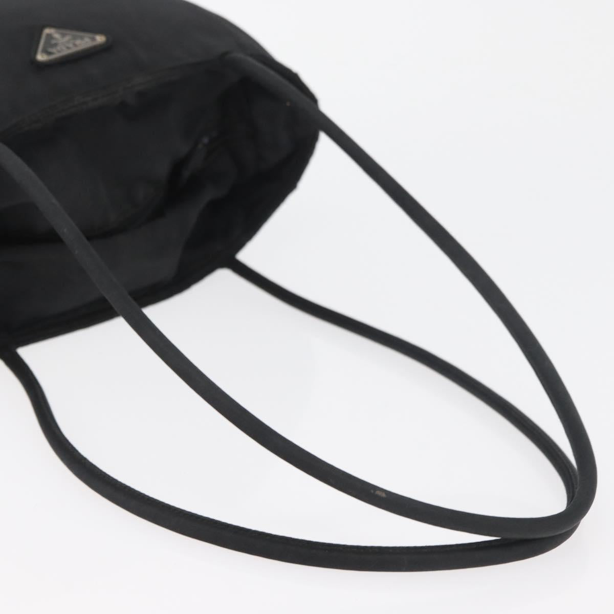 PRADA Tote Bag Nylon Black Silver Auth bs32768