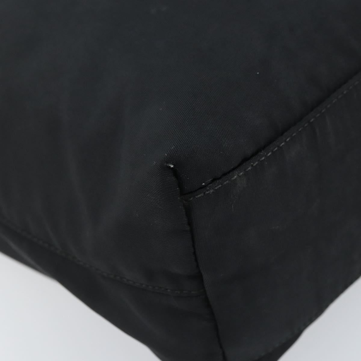 PRADA Tote Bag Nylon Black Silver Auth bs32768