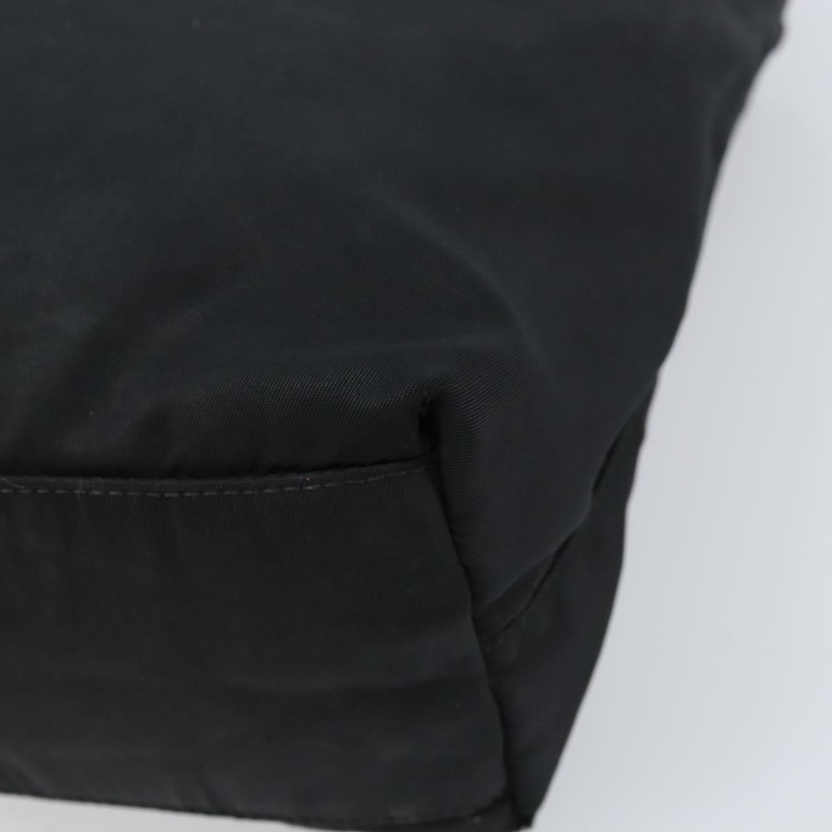 PRADA Tote Bag Nylon Black Silver Auth bs32768