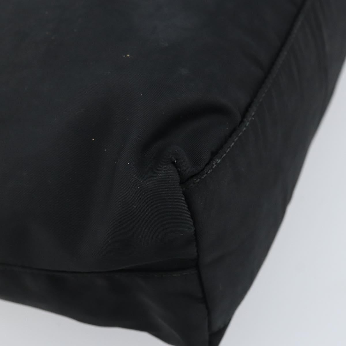 PRADA Tote Bag Nylon Black Silver Auth bs32768