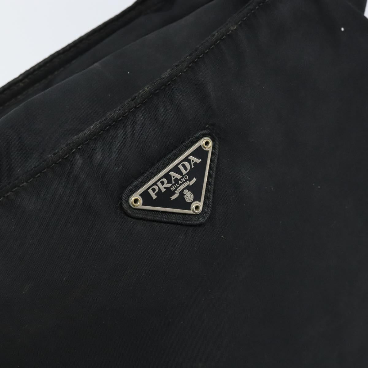 PRADA Tote Bag Nylon Black Silver Auth bs32768